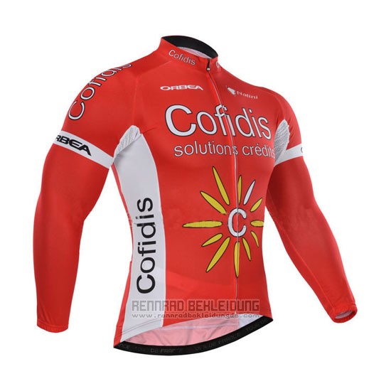 2015 Fahrradbekleidung Cofidis Rot Trikot Langarm und Tragerhose